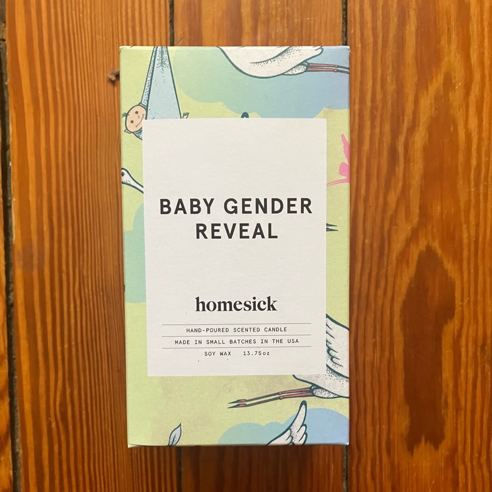 Homesick Boy Baby Gender Reveal Candle NWT